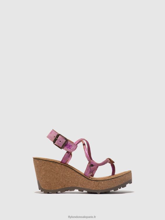 sandales à bride en T femmes 0N8R518 rose Fly London
