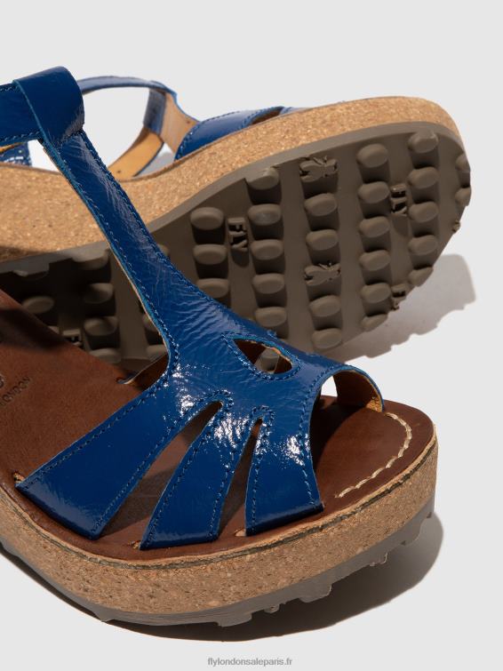 sandales à bride en T femmes 0N8R522 or bleu Fly London