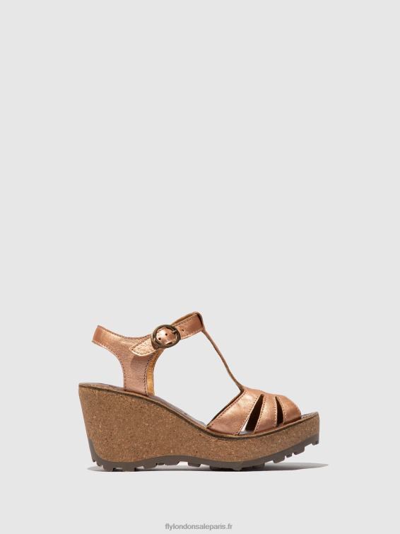 sandales à bride en T femmes 0N8R523 or blush or Fly London