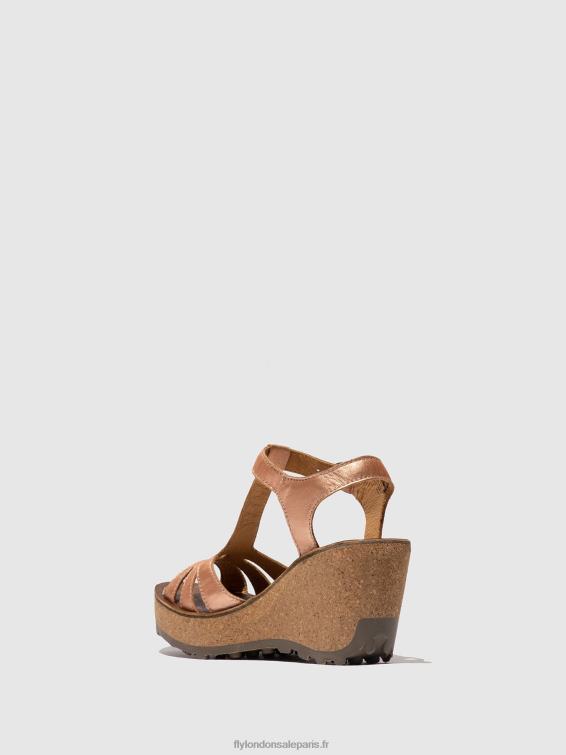 sandales à bride en T femmes 0N8R523 or blush or Fly London