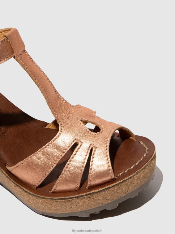 sandales à bride en T femmes 0N8R523 or blush or Fly London