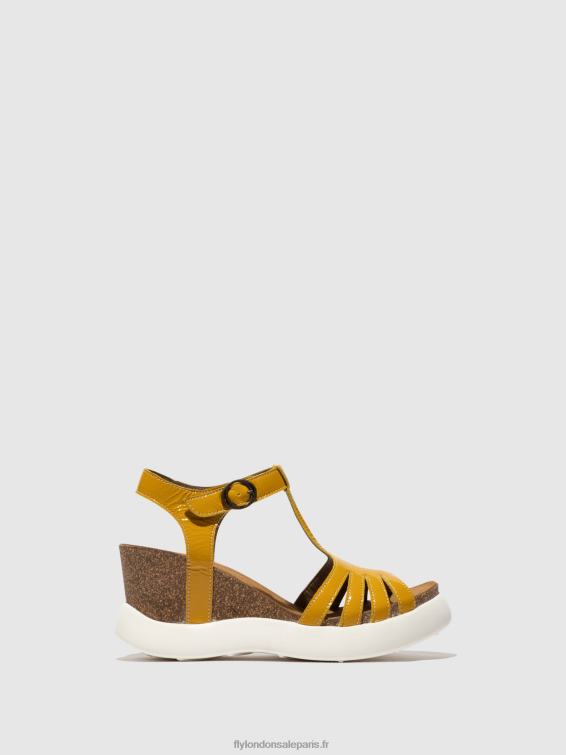 sandales à bride en T gait959 femmes 0N8R410 jaune Fly London