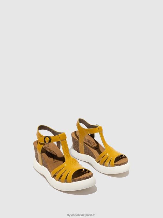 sandales à bride en T gait959 femmes 0N8R410 jaune Fly London