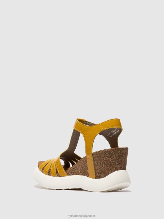 sandales à bride en T gait959 femmes 0N8R410 jaune Fly London