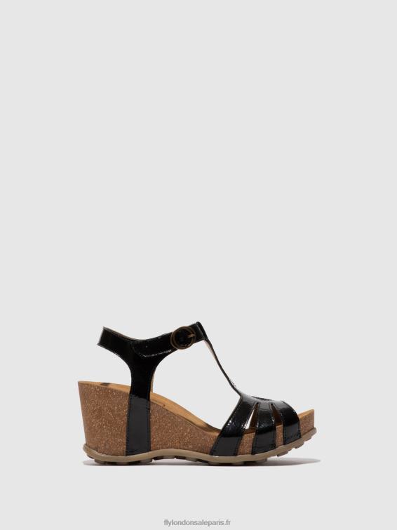 sandales à bride en T gumy777 femmes 0N8R610 noir de louxor Fly London