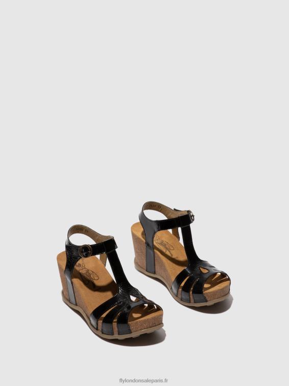 sandales à bride en T gumy777 femmes 0N8R610 noir de louxor Fly London