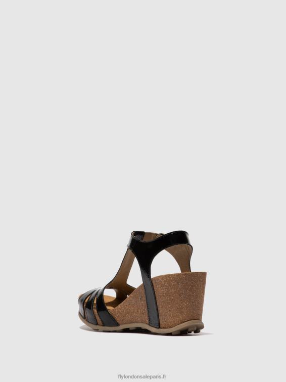 sandales à bride en T gumy777 femmes 0N8R610 noir de louxor Fly London