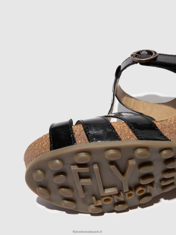 sandales à bride en T gumy777 femmes 0N8R610 noir de louxor Fly London