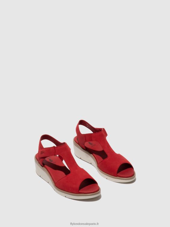 sandales à bride en T nova932 femmes 0N8R403 rouge à lèvres rouge Fly London