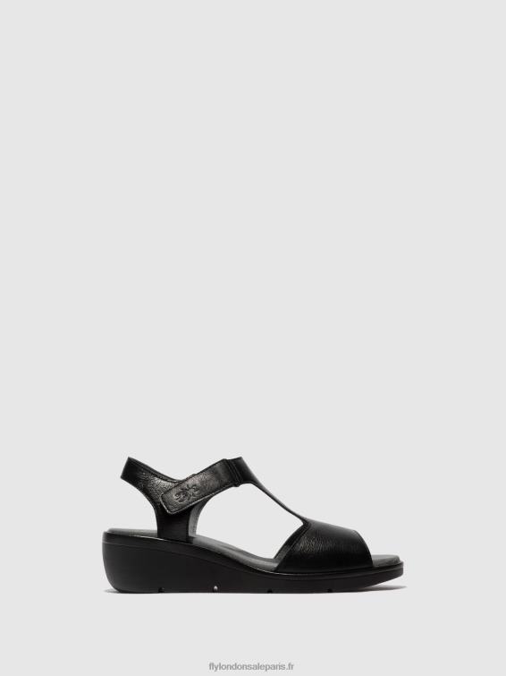 sandales à bride en T nova932 femmes 0N8R411 noir Fly London