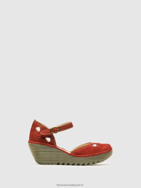 sandales compensées yuna femmes 0N8R617 rouge à lèvres rouge Fly London