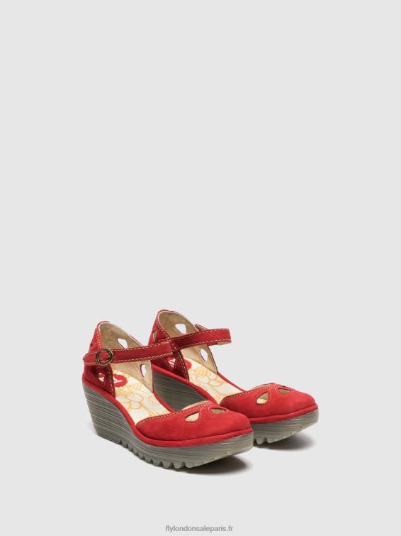 sandales compensées yuna femmes 0N8R617 rouge à lèvres rouge Fly London