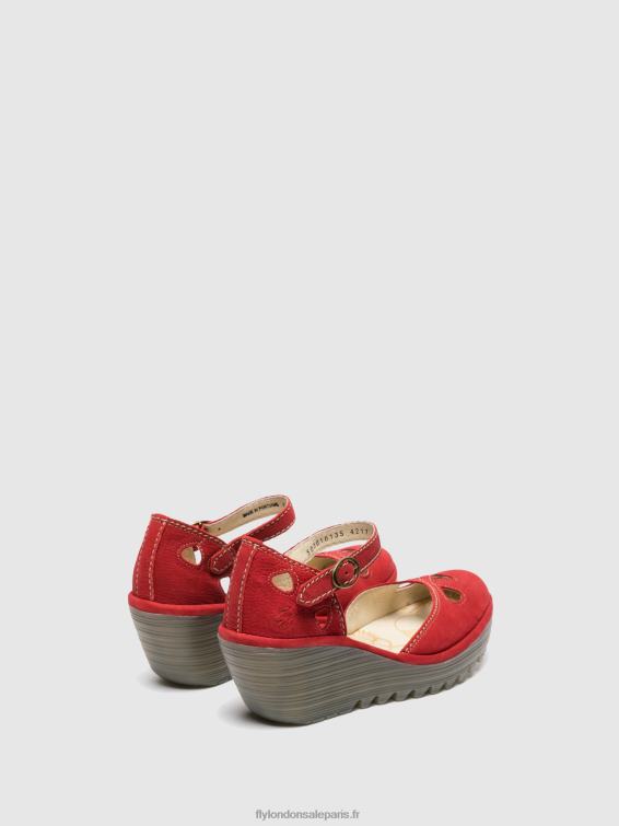 sandales compensées yuna femmes 0N8R617 rouge à lèvres rouge Fly London