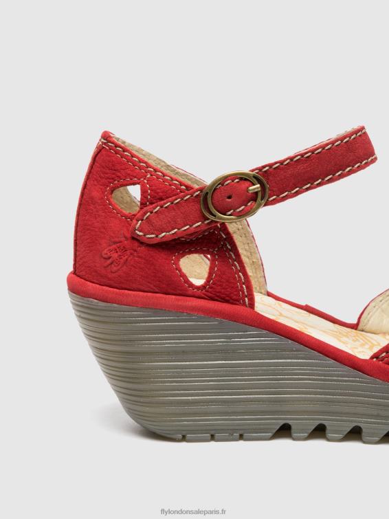 sandales compensées yuna femmes 0N8R617 rouge à lèvres rouge Fly London
