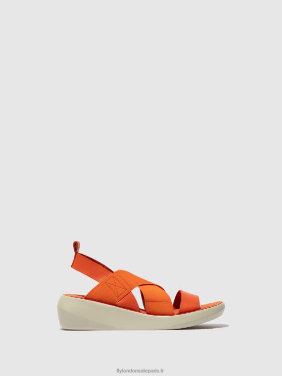 sandales croisées baji848 femmes 0N8R590 corail Fly London