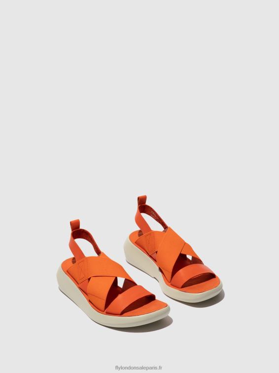sandales croisées baji848 femmes 0N8R590 corail Fly London