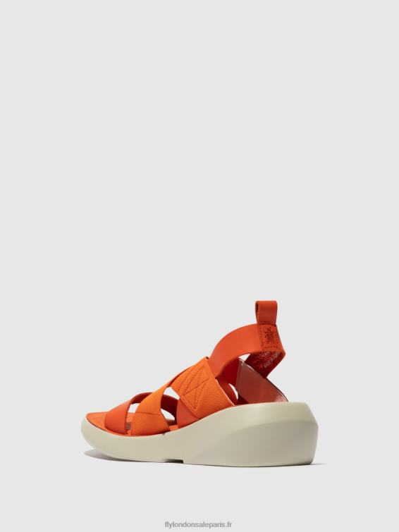 sandales croisées baji848 femmes 0N8R590 corail Fly London