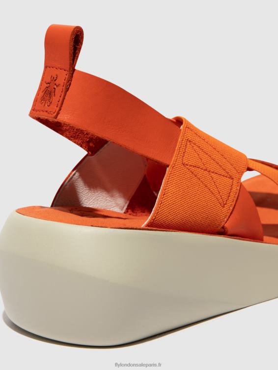 sandales croisées baji848 femmes 0N8R590 corail Fly London