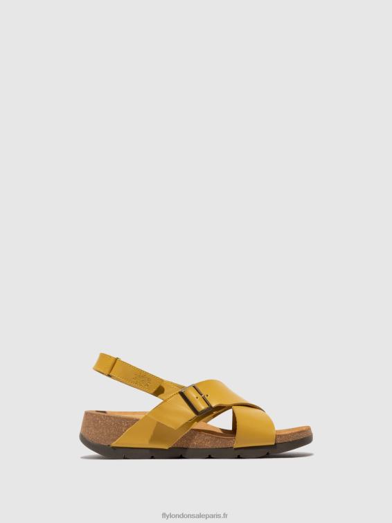 sandales croisées chlo852 femmes 0N8R489 moutarde Fly London