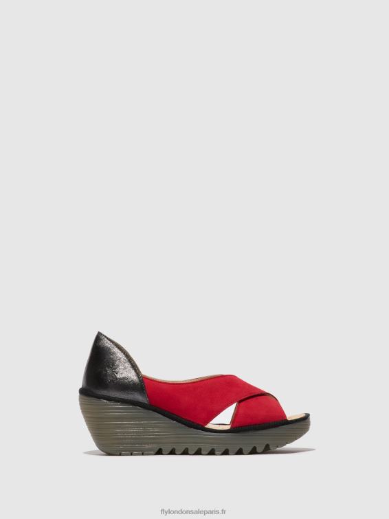 sandales croisées yoma307 femmes 0N8R483 rouge à lèvres rouge/graphite Fly London