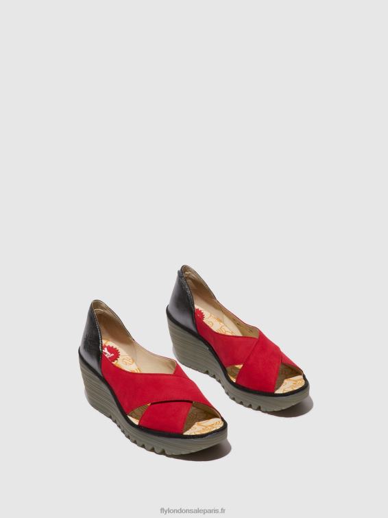 sandales croisées yoma307 femmes 0N8R483 rouge à lèvres rouge/graphite Fly London