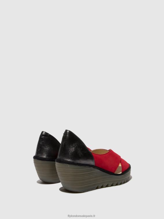 sandales croisées yoma307 femmes 0N8R483 rouge à lèvres rouge/graphite Fly London