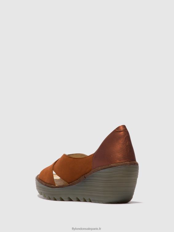 sandales croisées yoma307 femmes 0N8R484 bronzage/cuivre Fly London