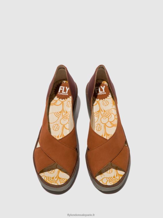 sandales croisées yoma307 femmes 0N8R484 bronzage/cuivre Fly London