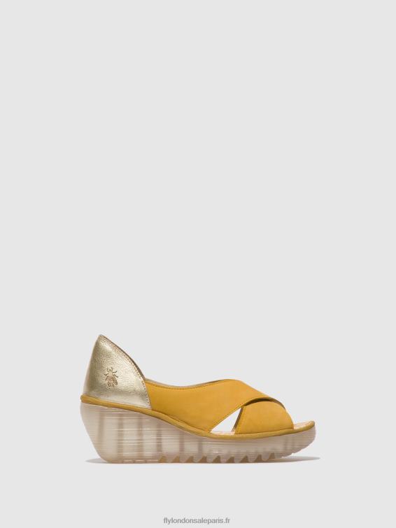 sandales croisées yoma307 femmes 0N8R490 bourdon/or Fly London