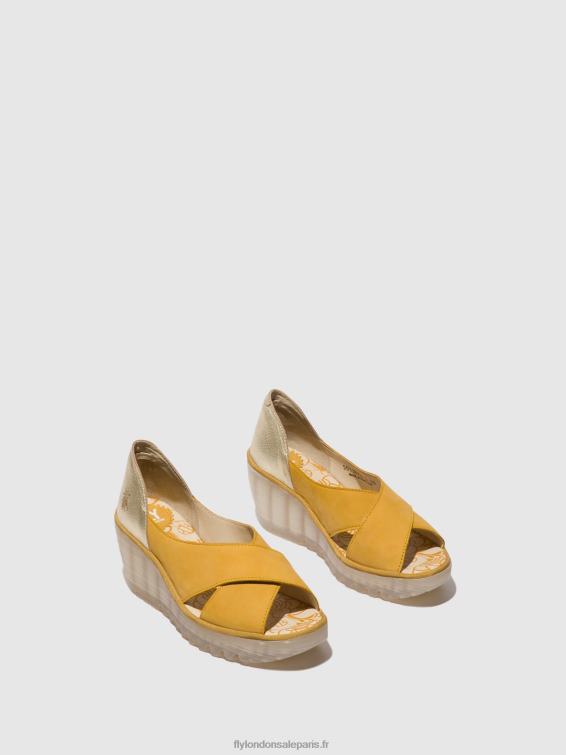 sandales croisées yoma307 femmes 0N8R490 bourdon/or Fly London