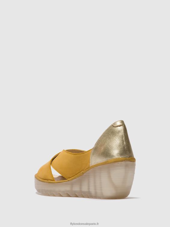 sandales croisées yoma307 femmes 0N8R490 bourdon/or Fly London