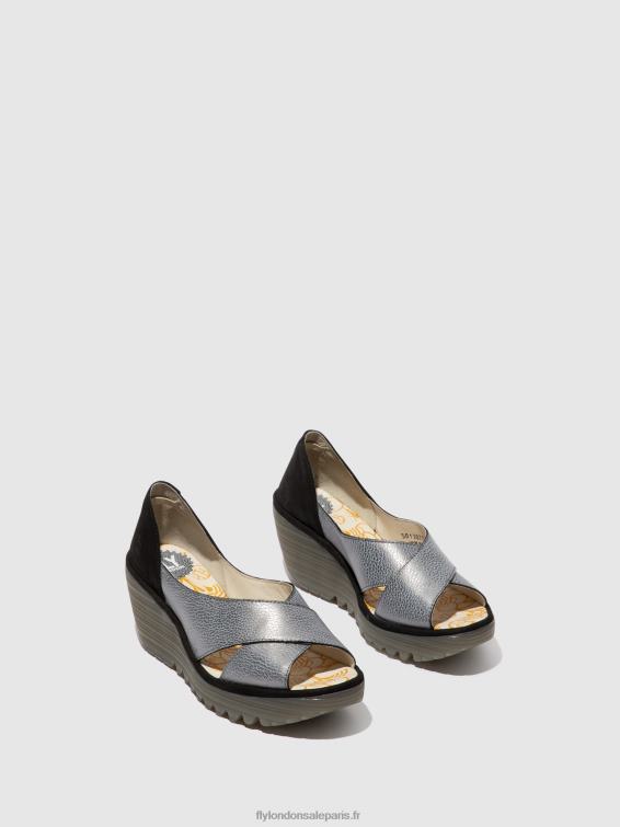 sandales croisées yoma307 femmes 0N8R560 gris noir Fly London