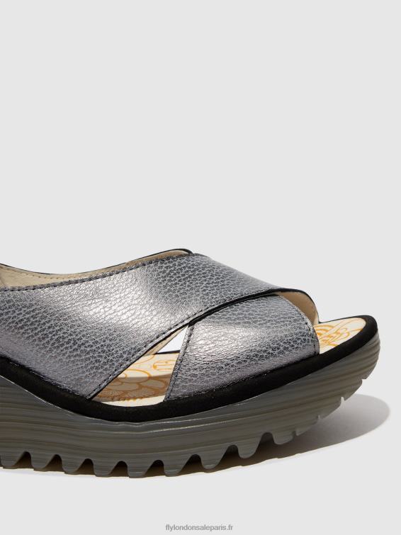 sandales croisées yoma307 femmes 0N8R560 gris noir Fly London