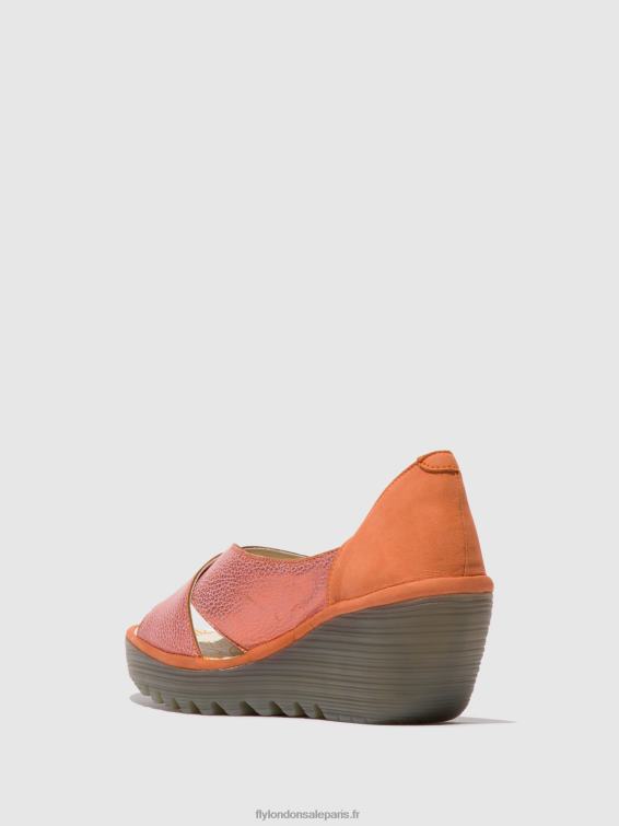 sandales croisées yoma307 femmes 0N8R564 saumon/pêche Fly London