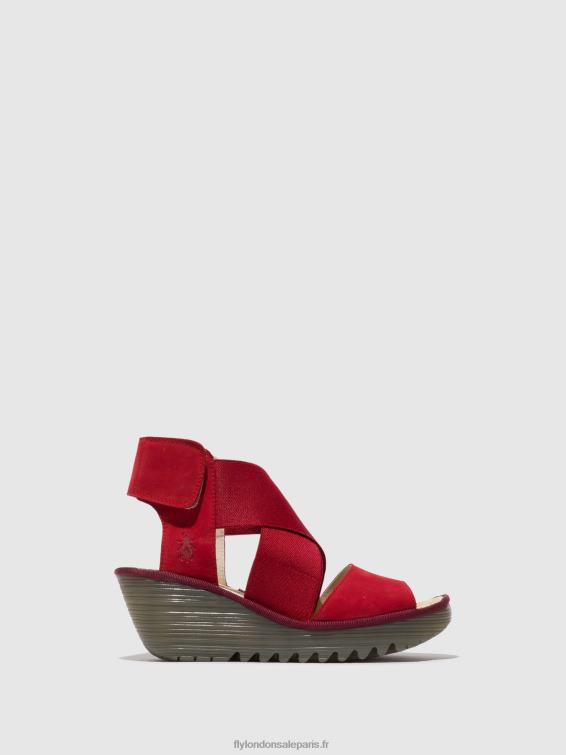 sandales croisées yuba385 femmes 0N8R486 rouge à lèvres rouge Fly London