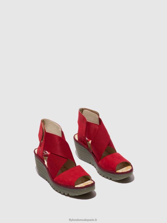 sandales croisées yuba385 femmes 0N8R486 rouge à lèvres rouge Fly London