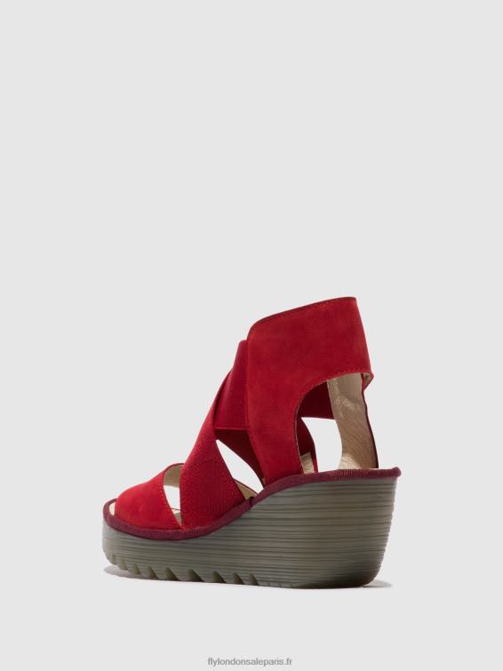 sandales croisées yuba385 femmes 0N8R486 rouge à lèvres rouge Fly London