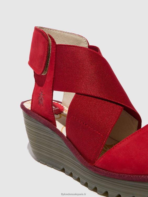 sandales croisées yuba385 femmes 0N8R486 rouge à lèvres rouge Fly London