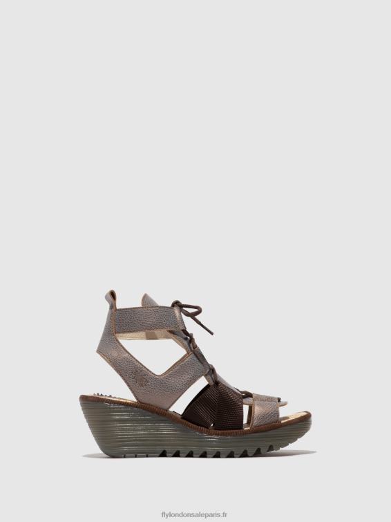 sandales à lacets yaca413 femmes 0N8R472 bronze Fly London