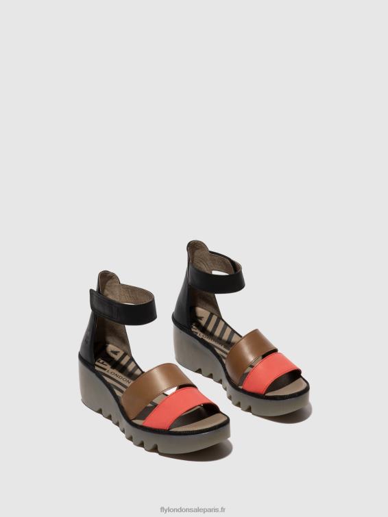 sandales à lanières bono290 femmes 0N8R423 framboise/sol/noir Fly London
