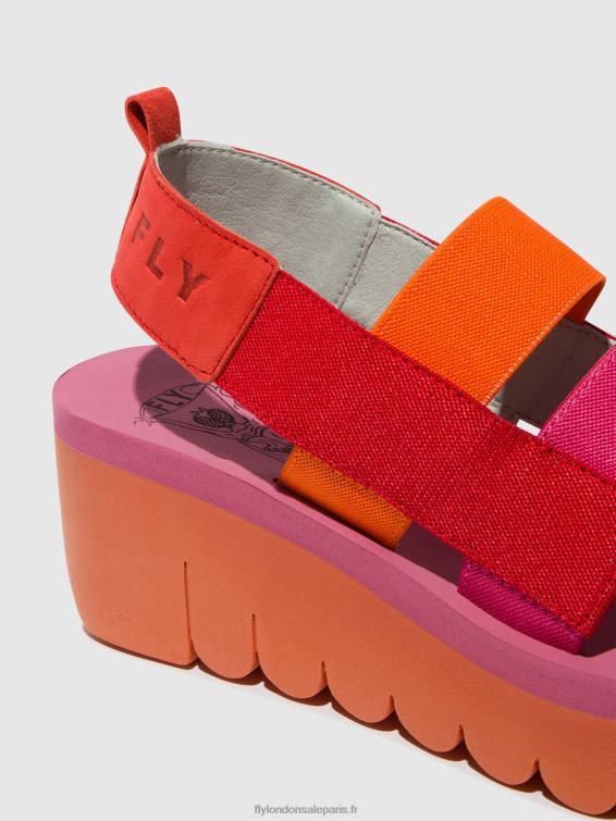 sandales à lanières yere847 femmes 0N8R426 rouge/orange (rose) Fly London