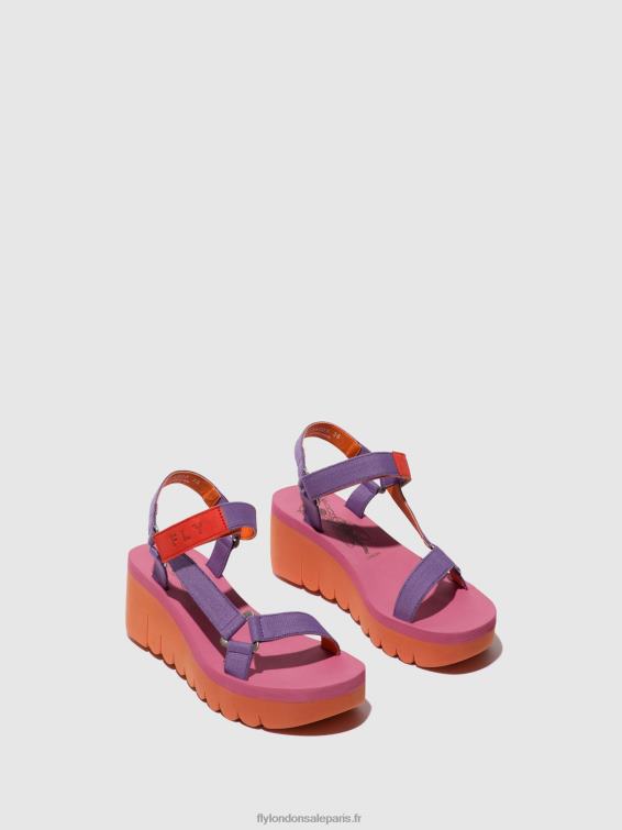 sandales velcro yefa726 femmes 0N8R396 orange/violet (rose) Fly London