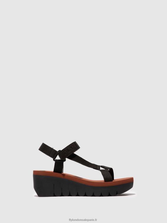 sandales velcro yefa726 femmes 0N8R609 cupido noir (brique) Fly London
