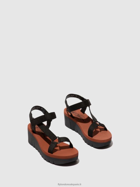 sandales velcro yefa726 femmes 0N8R609 cupido noir (brique) Fly London