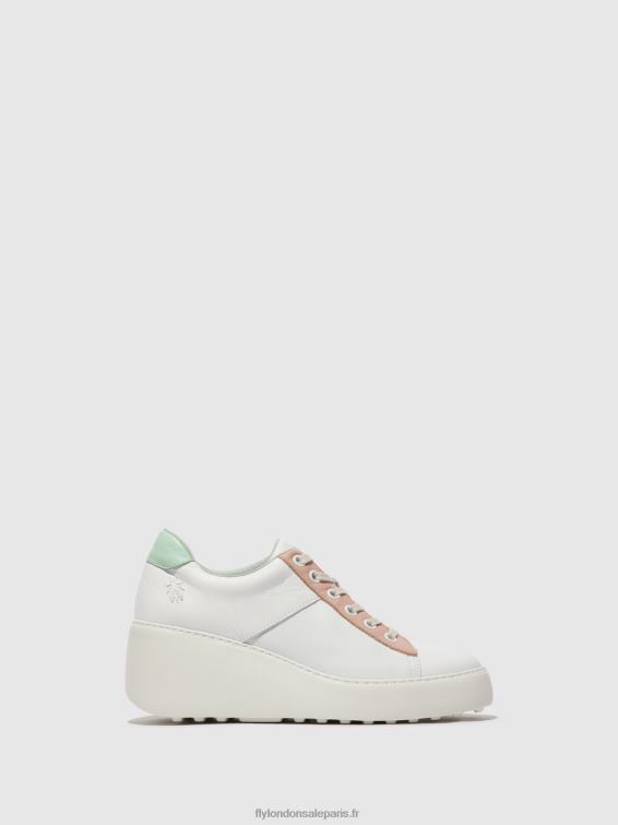 baskets à lacets delf580 femmes 0N8R713 blanc/nude/menthe Fly London