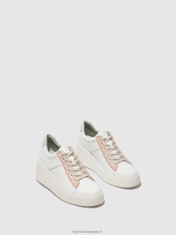 baskets à lacets delf580 femmes 0N8R713 blanc/nude/menthe Fly London