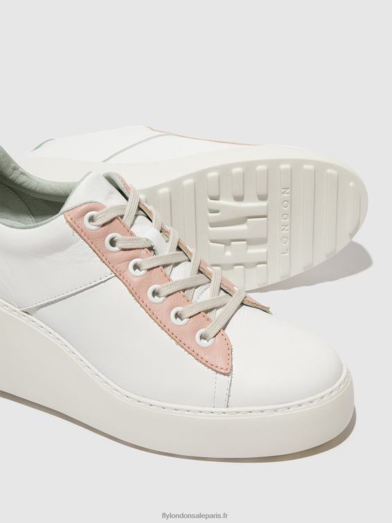 baskets à lacets delf580 femmes 0N8R713 blanc/nude/menthe Fly London