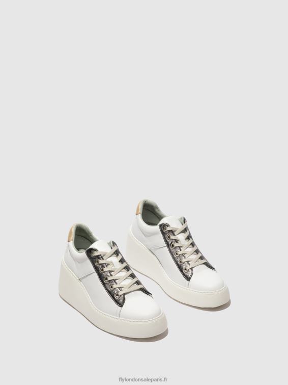 baskets à lacets delf580 femmes 0N8R718 blanc/graphite/mynt Fly London