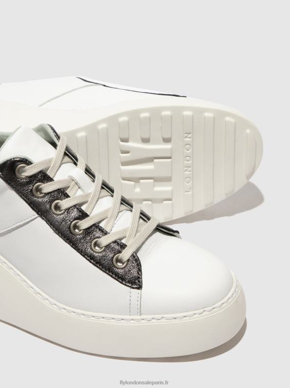baskets à lacets delf580 femmes 0N8R718 blanc/graphite/mynt Fly London