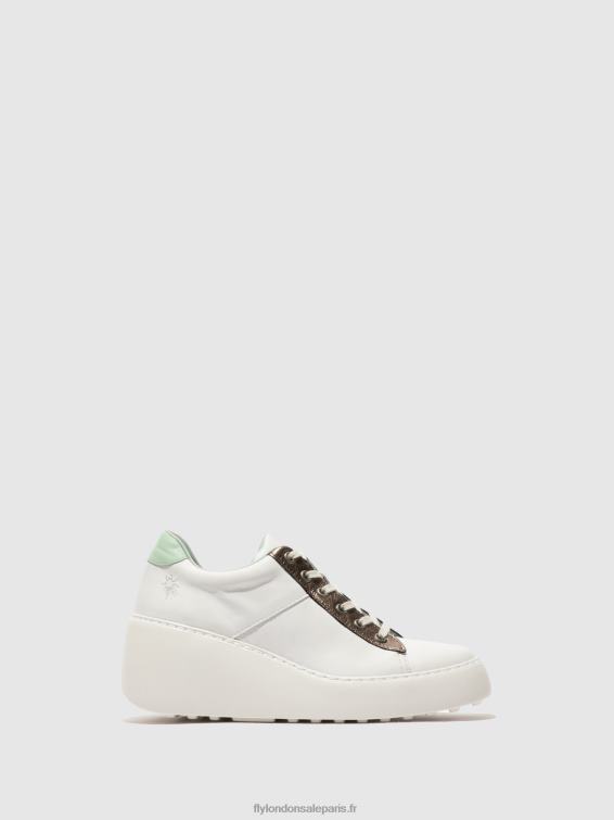 baskets à lacets delf580 femmes 0N8R722 blanc/bronze graphite/menthe Fly London